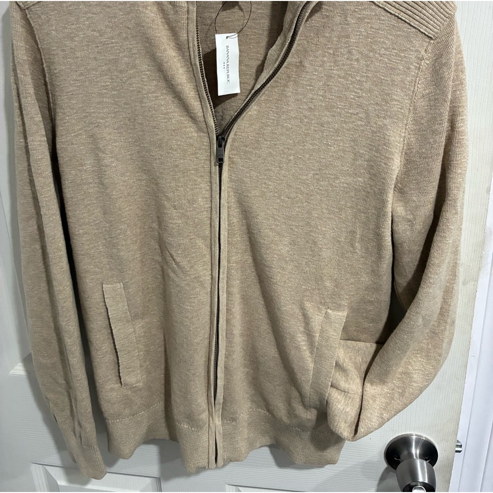 Banana Republic Men's Zip-Up Sweater - Taupe